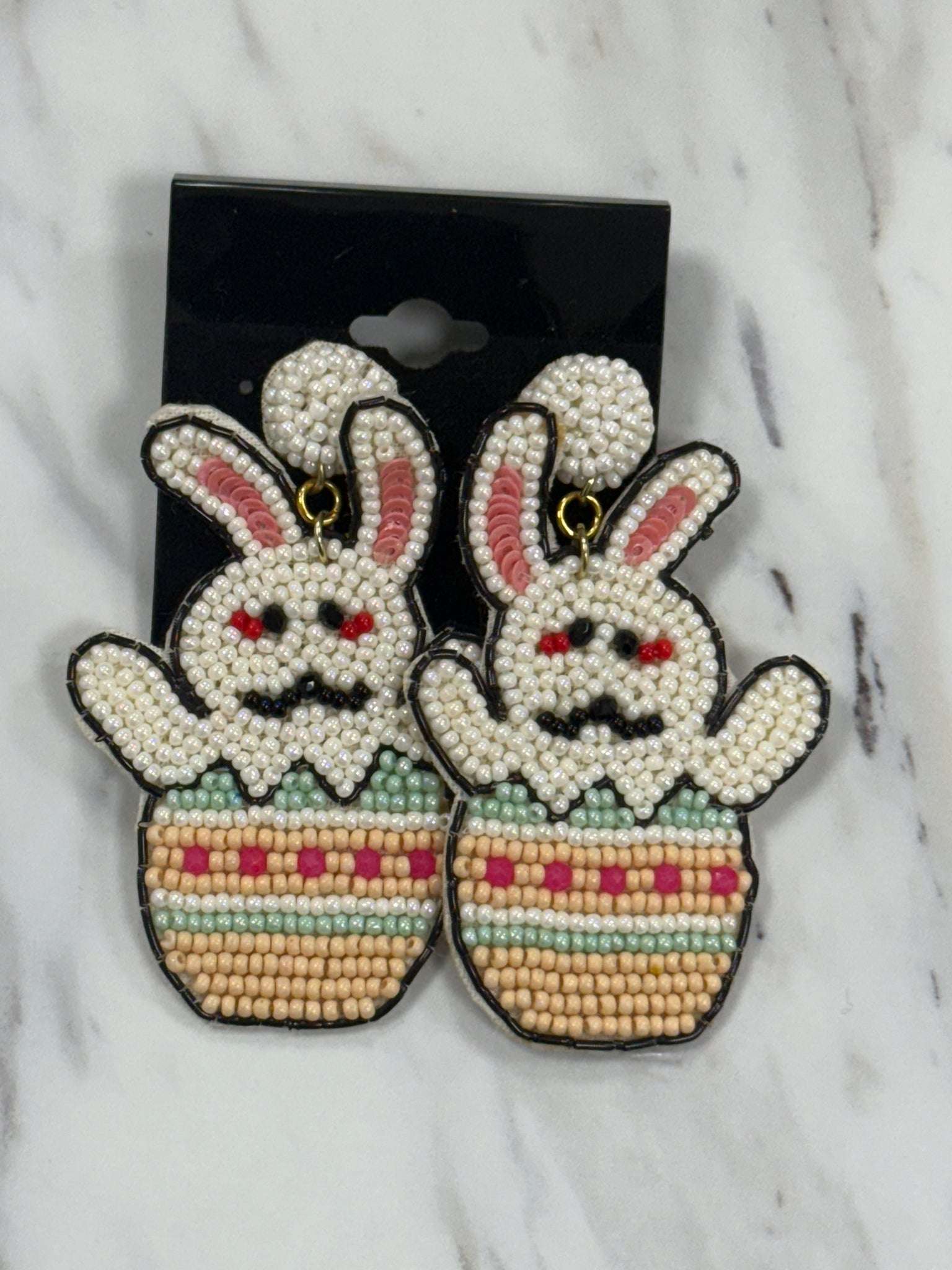 Easter bunny beaded earrings