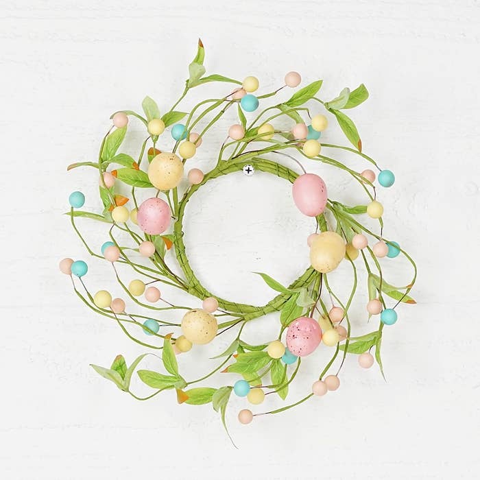 31173- 3.5in Ring-Mix Pastel Eggs with Willow Leaves-