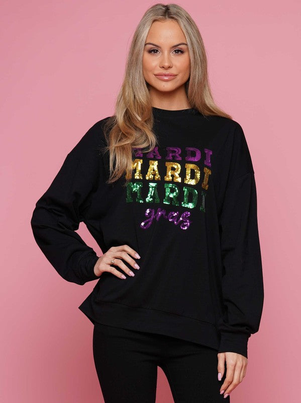 Sequin Mardi Gras long sleeve shirt