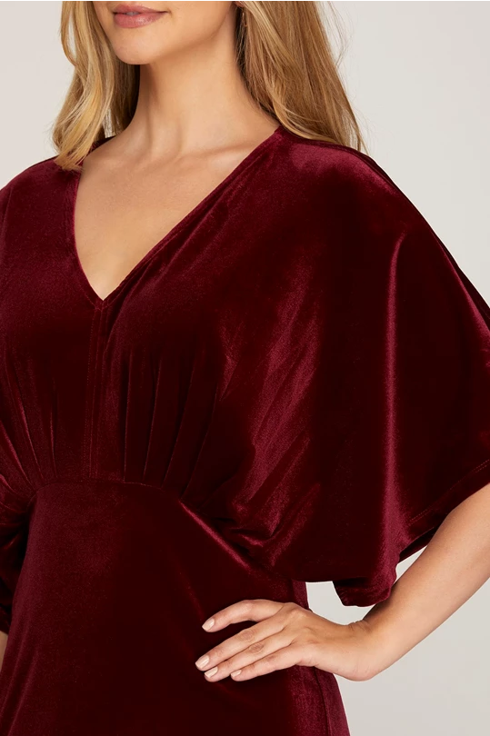 Burgundy velvet kimono dresses