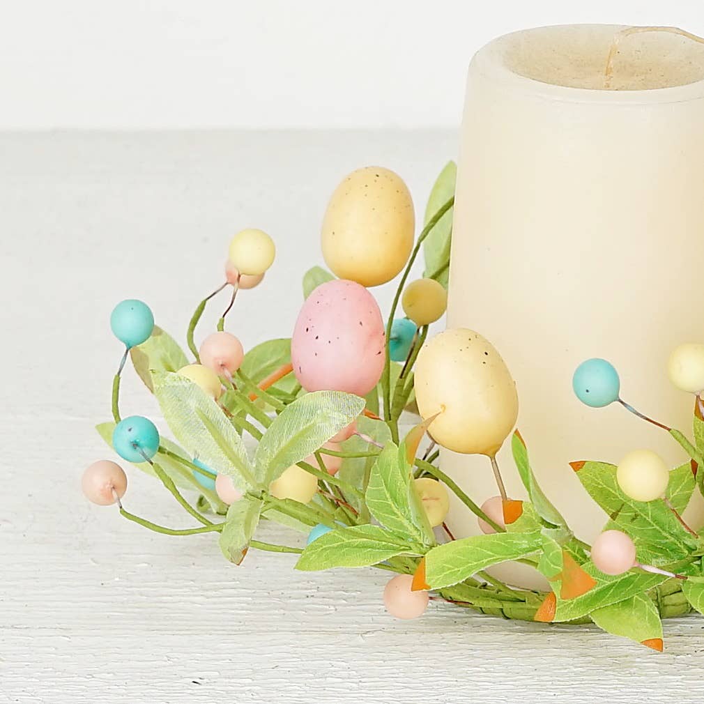 31173- 3.5in Ring-Mix Pastel Eggs with Willow Leaves-