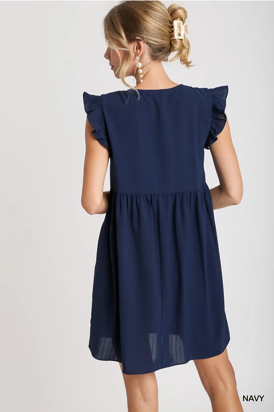 V-neck Ruffle sleeves Dress