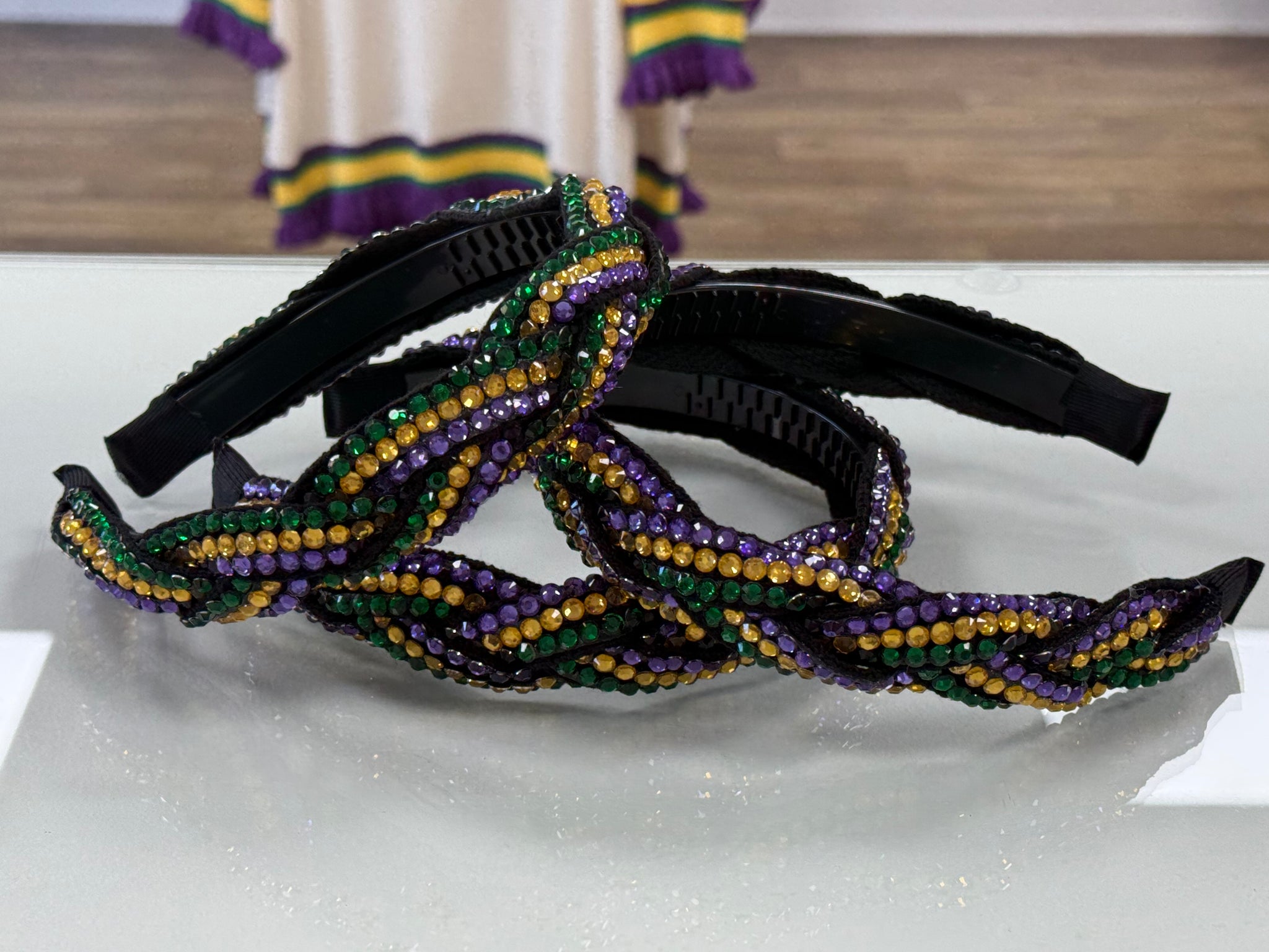 Mardi Gras Rhinestone braided headbands