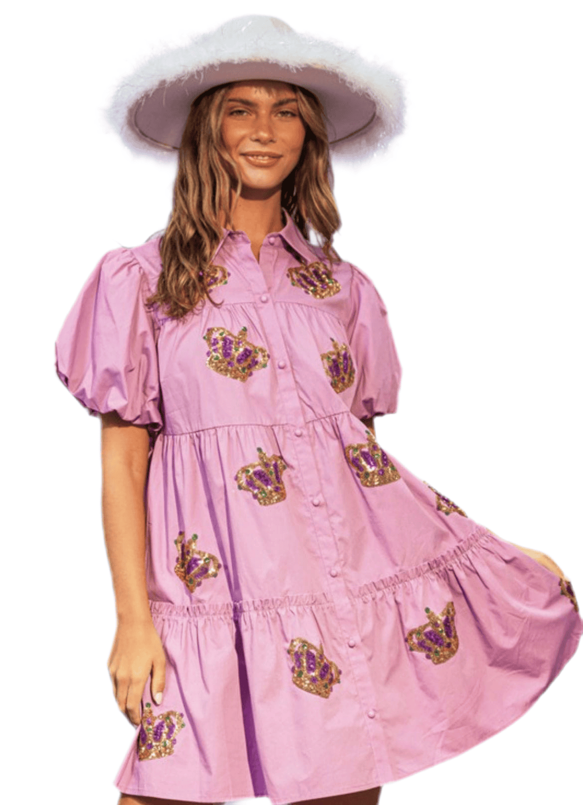 Mardi Gras light purple tiered crowns dress