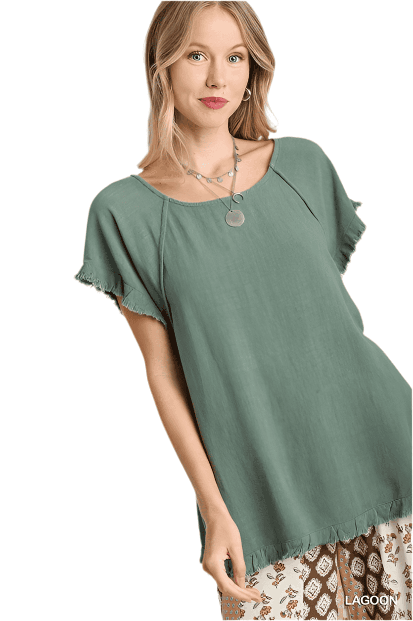 Linen fringe top