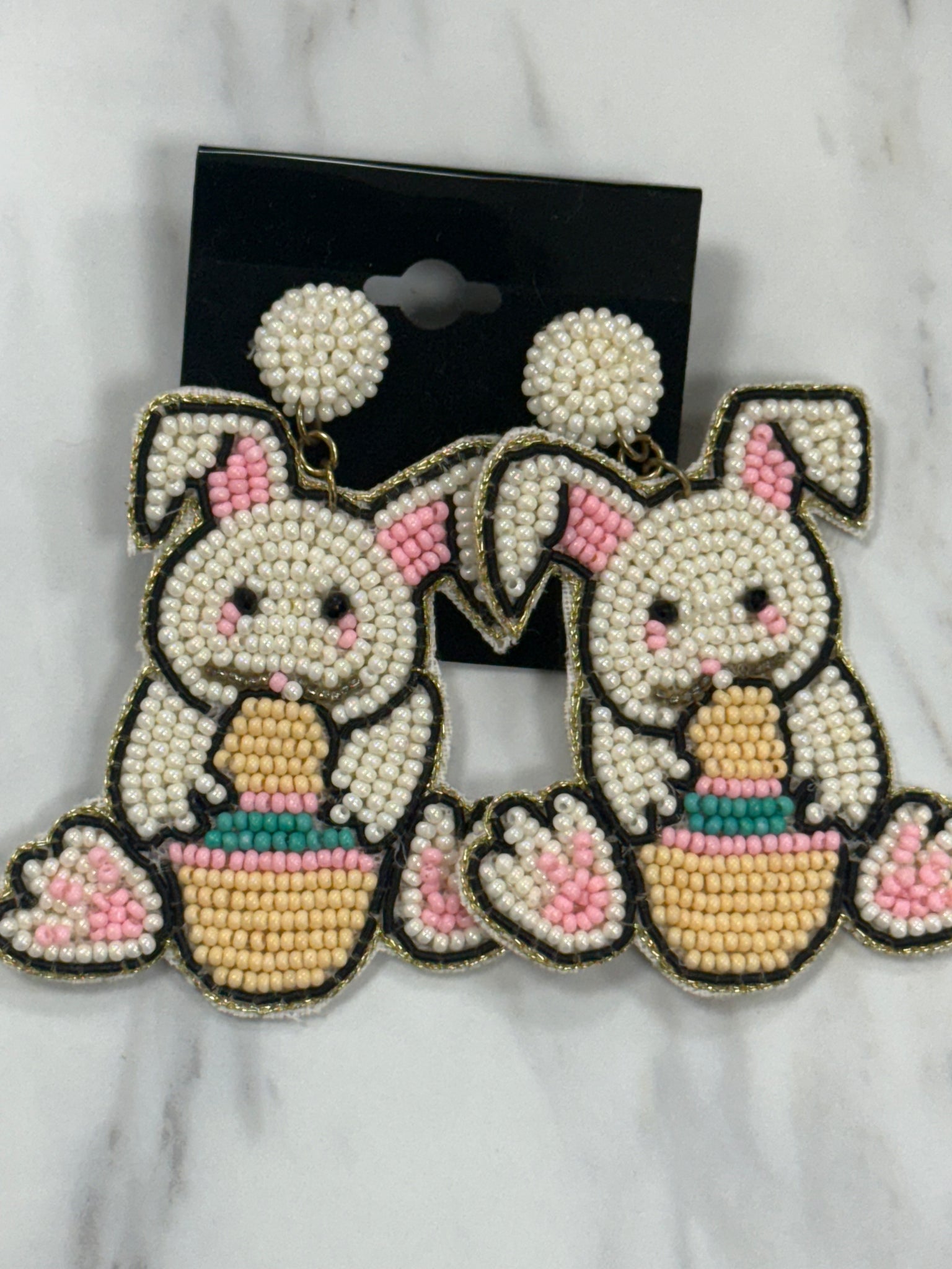 Easter bunny beaded earrings