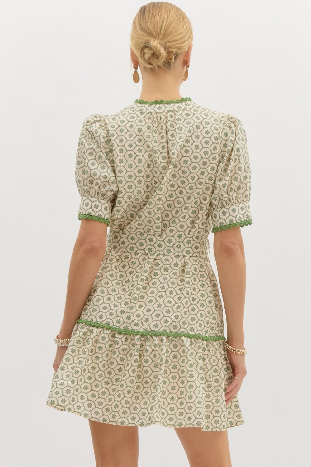 Green Tea puff sleeve dress