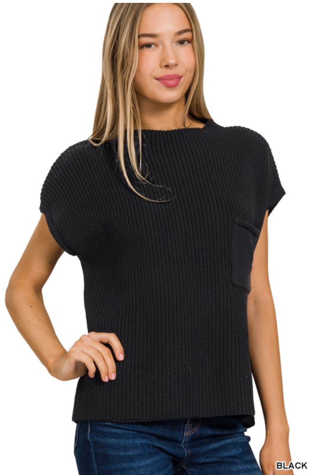 Black mock neck sweater