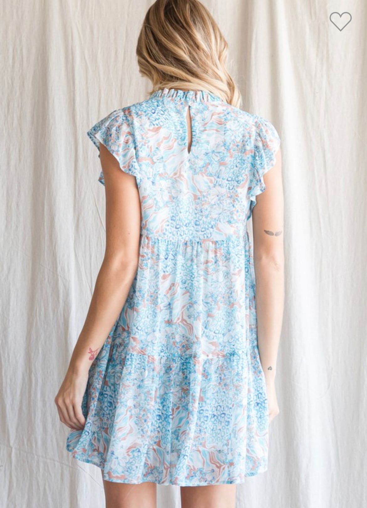 Blue ruffle woven dress