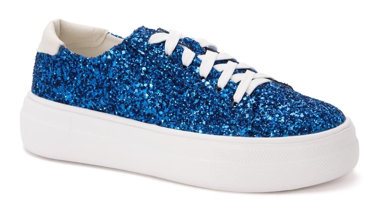 Corkys electric blue chunky glitter