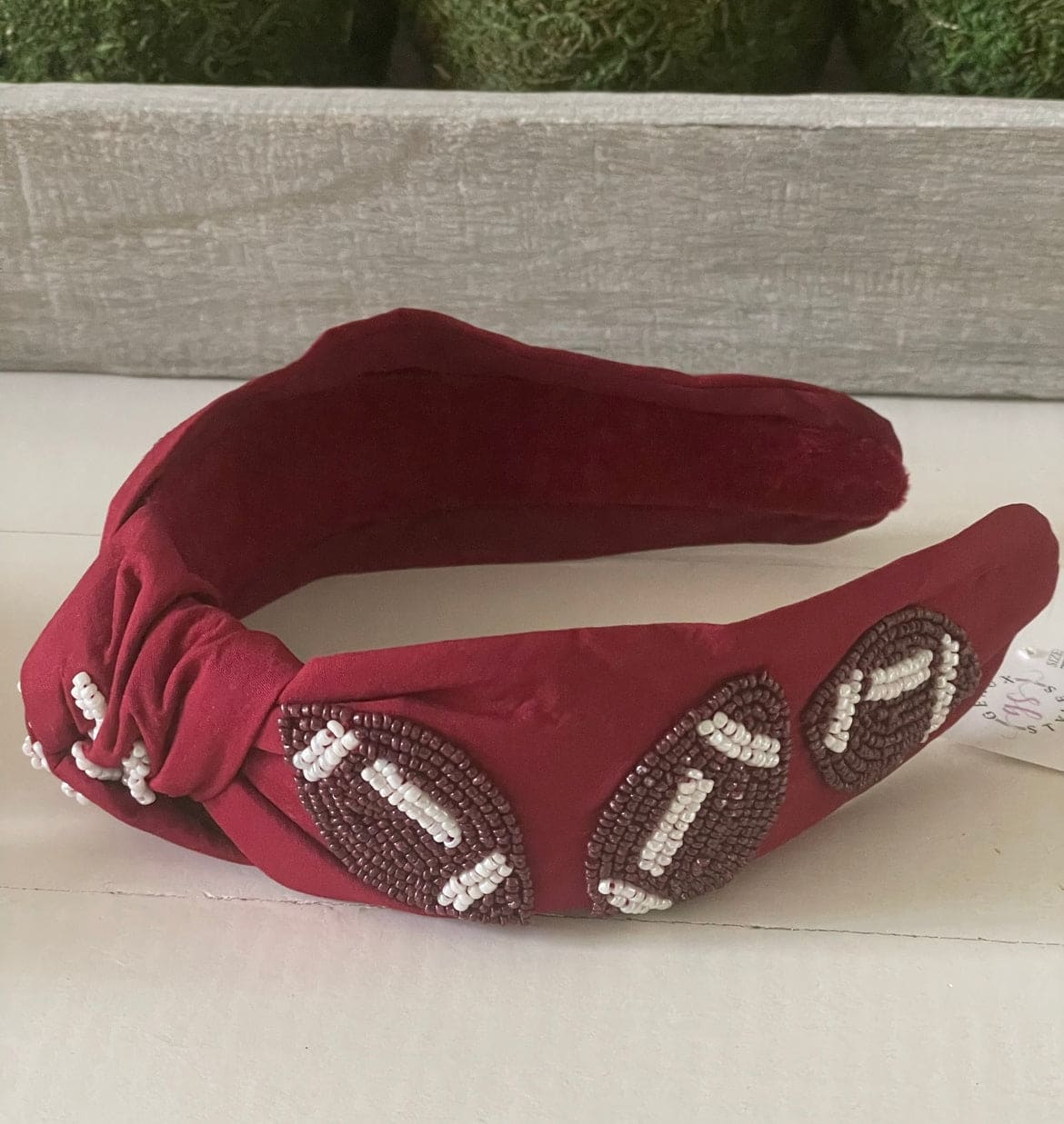 Game Day headband Brown footballs