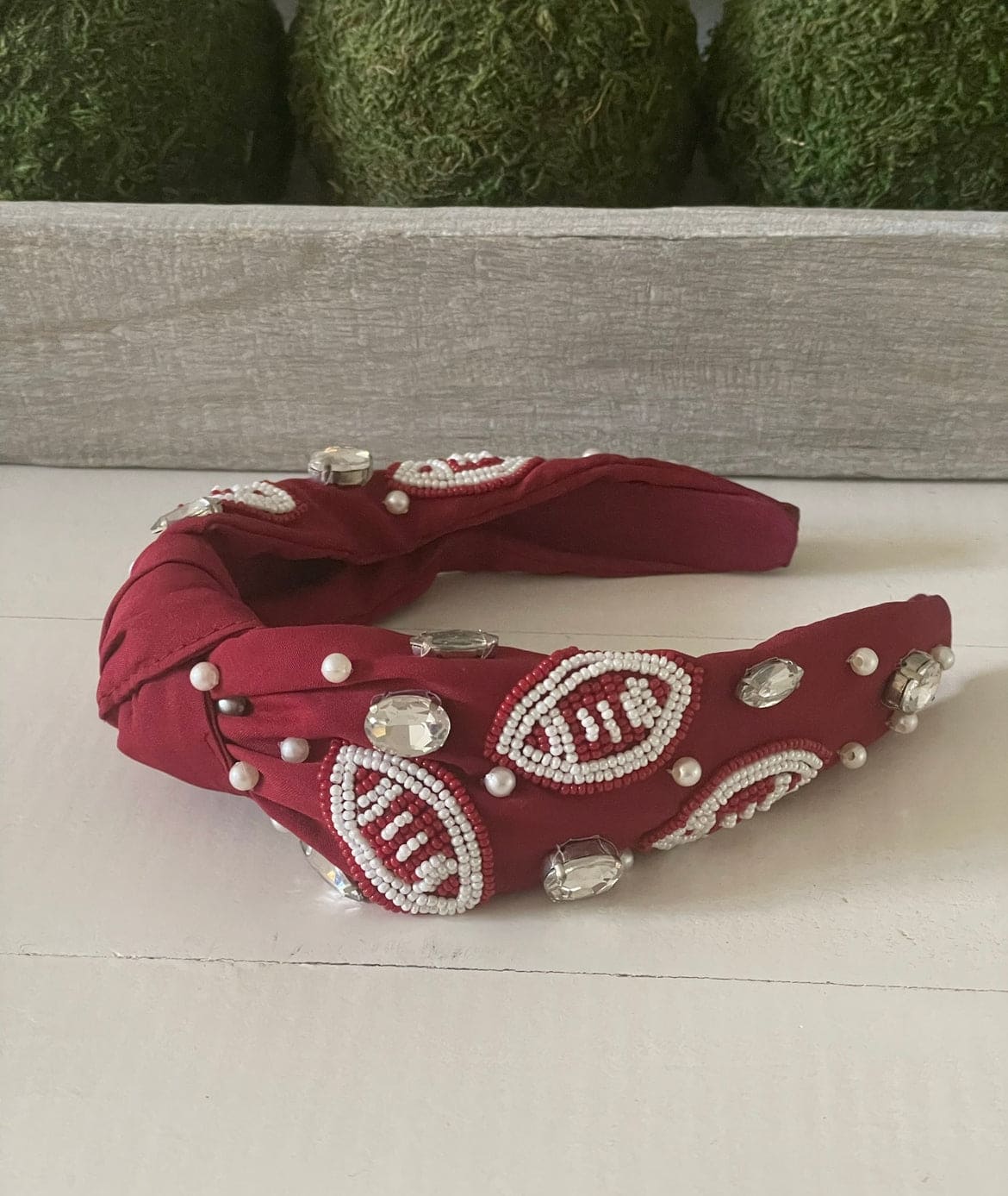 Game Day headband White footballs