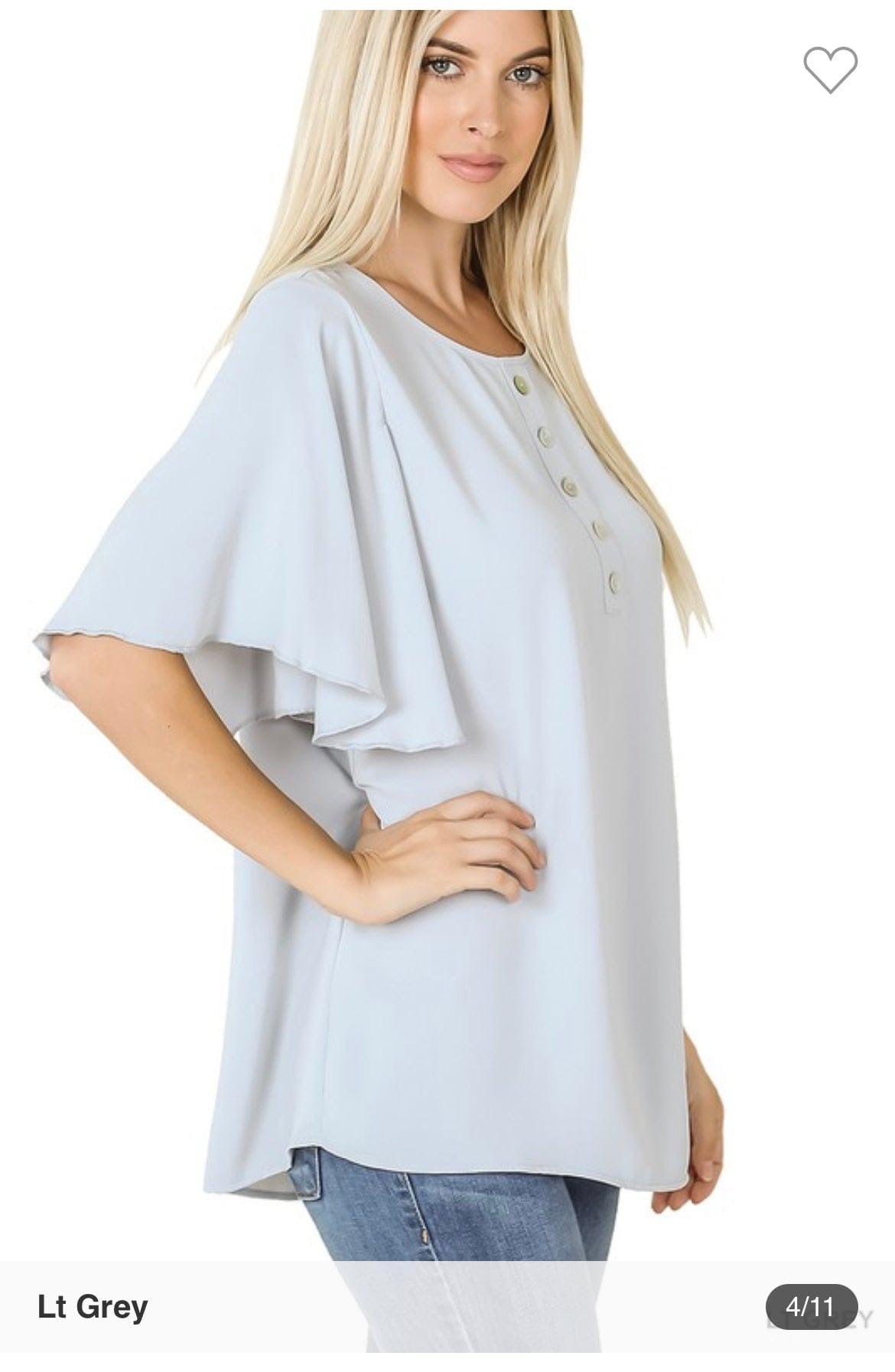 Woven Waterfall Sleeve Button Front Top