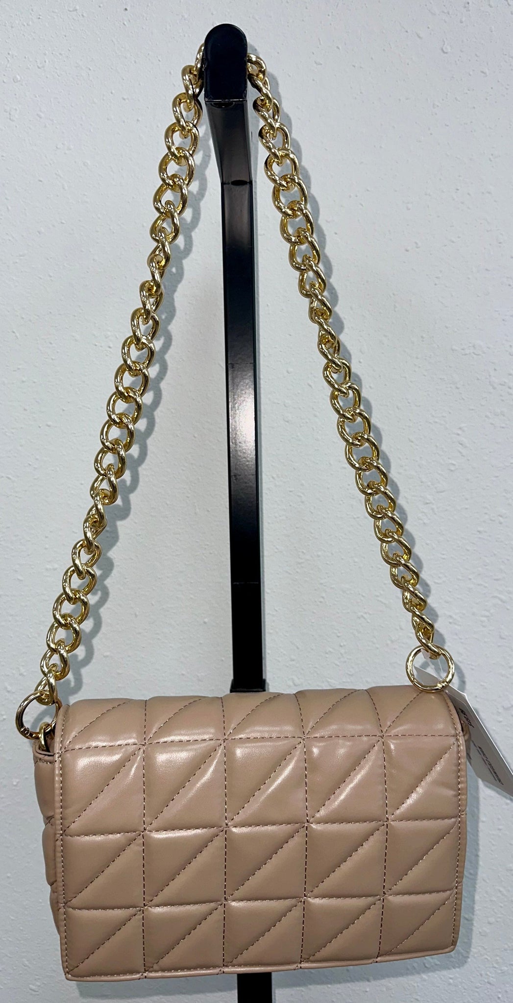 Cream/ Black Purse With Gold Chain