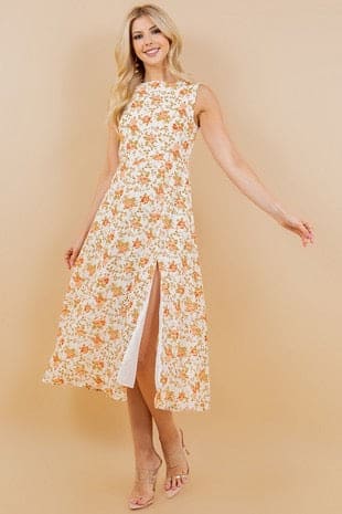 Ivory floral midi dress