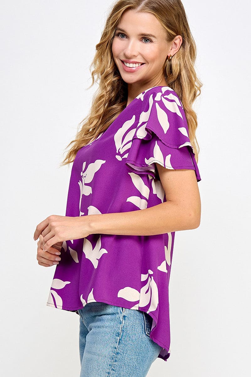 Lavender flutter sleeve top