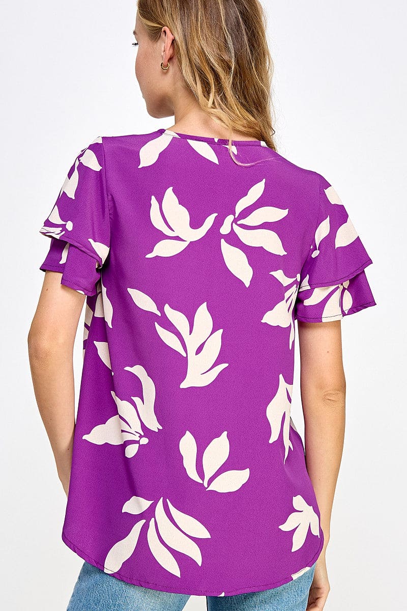 Lavender flutter sleeve top