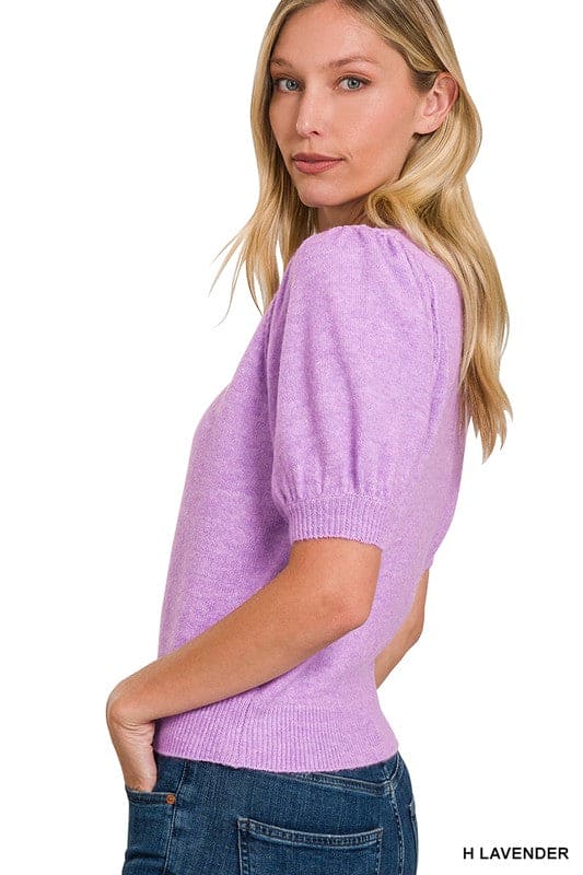 Lavender puff sleeve sweater