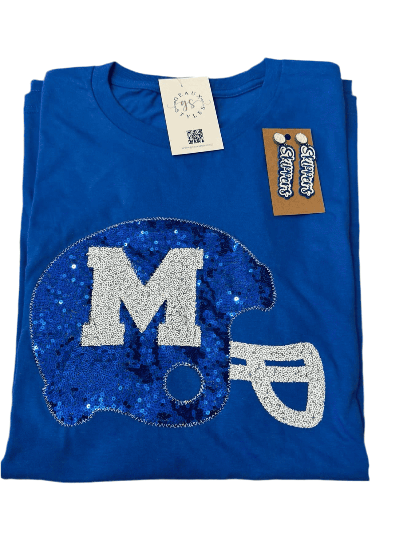 Mandeville sequin football t shirt