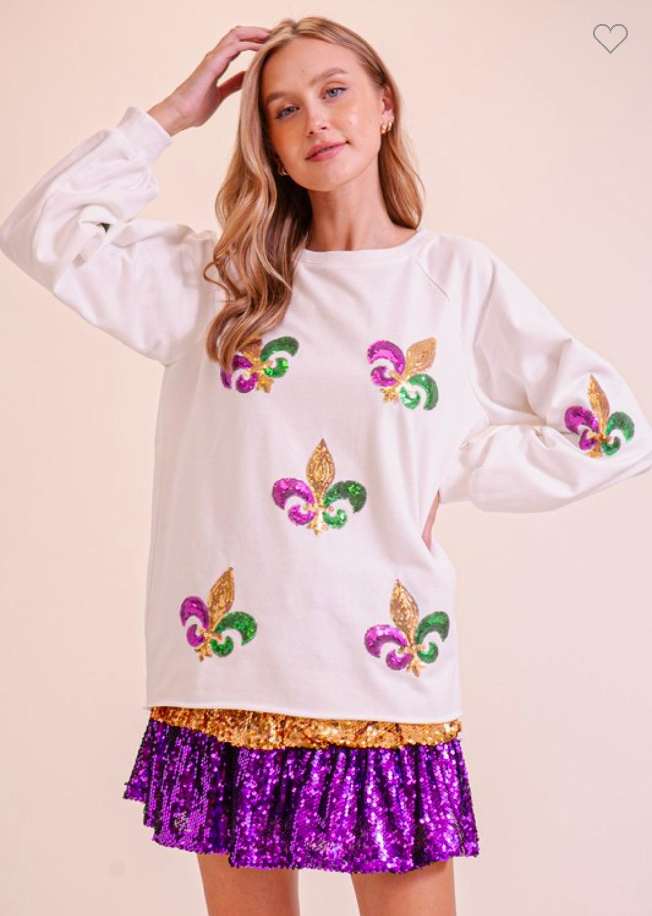 Mardi Gras sequin fleur of Lis top