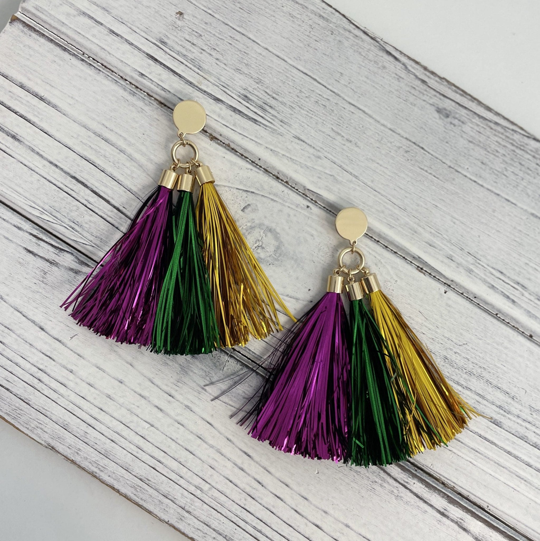 Mardi Gras tassel earrings Geaux Styles