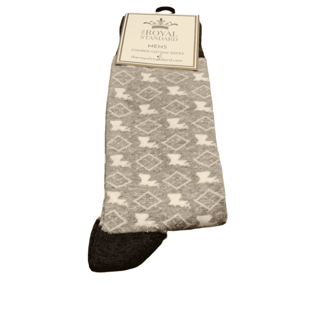 Men's Louisiana Pride Socks in Gray/White Geaux Styles