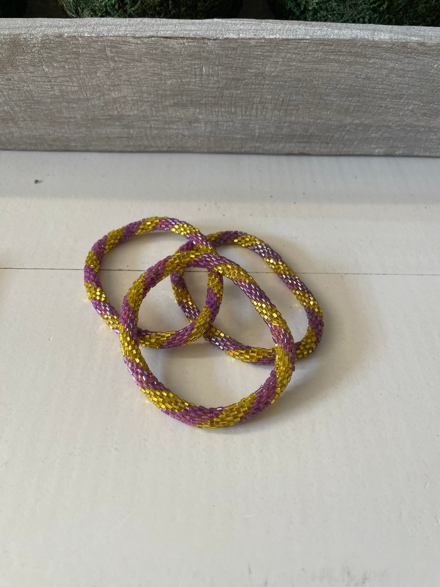 Nepal roll on bracelets Purple and Gold