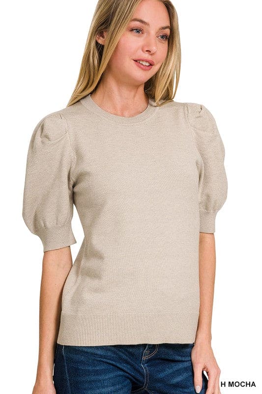 Puff short sleeve light sweater