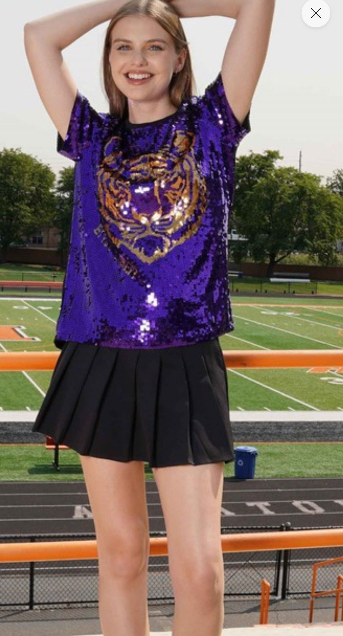 Purple sequin tiger top