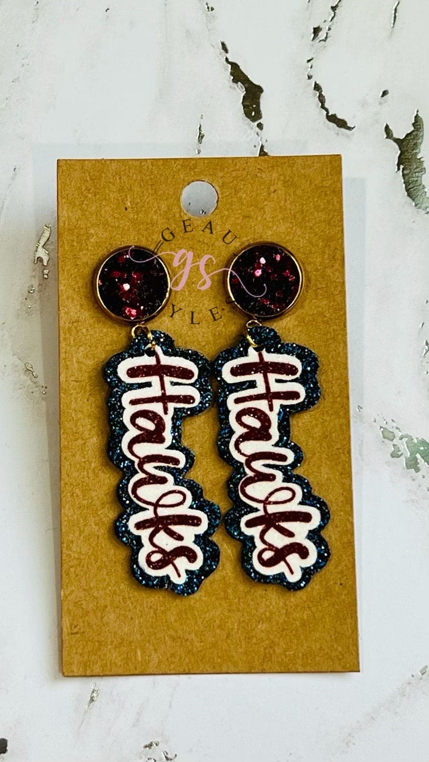 School spirit earrings Hawks