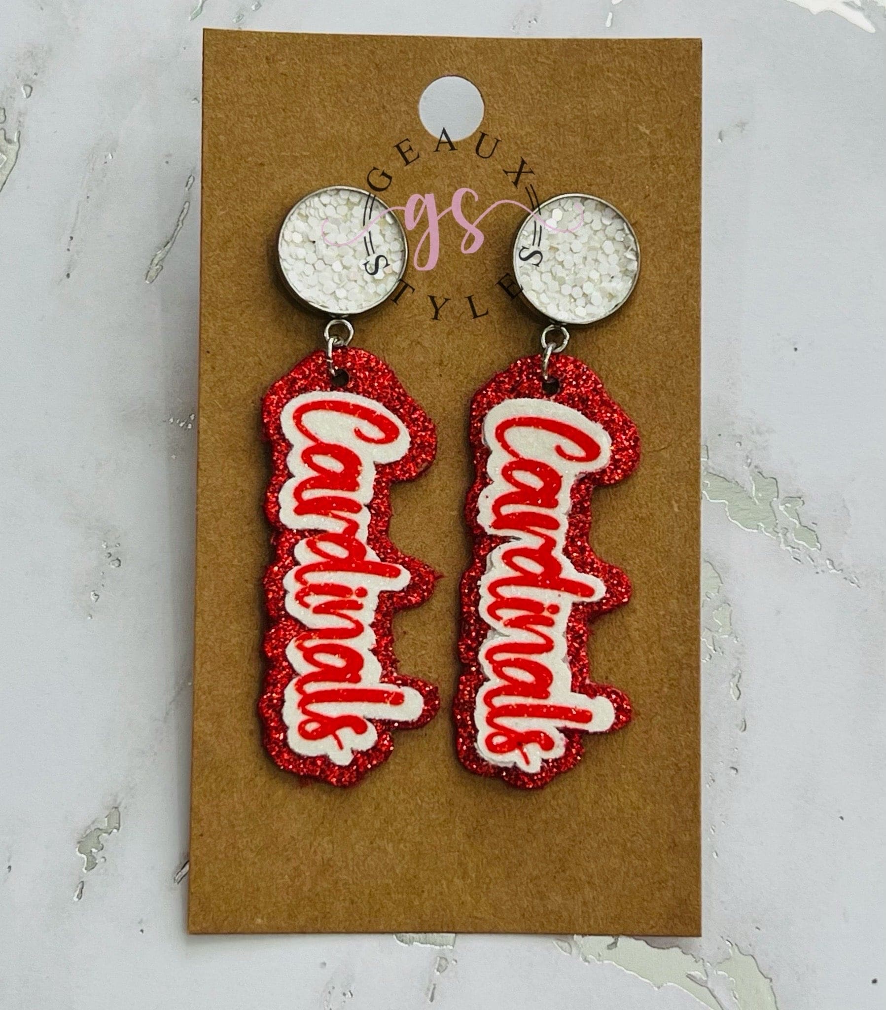 School spirit earrings Cardinals