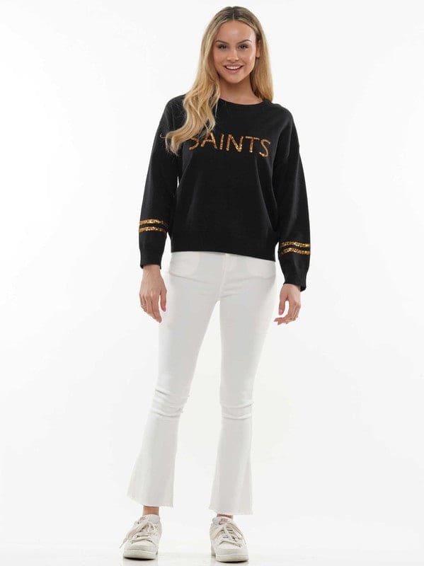 Sequin saints knit Game Day Long Sleeve Top