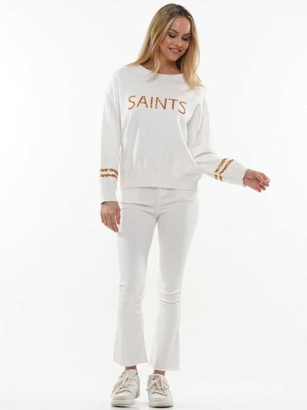 Sequin saints knit Game Day Long Sleeve Top