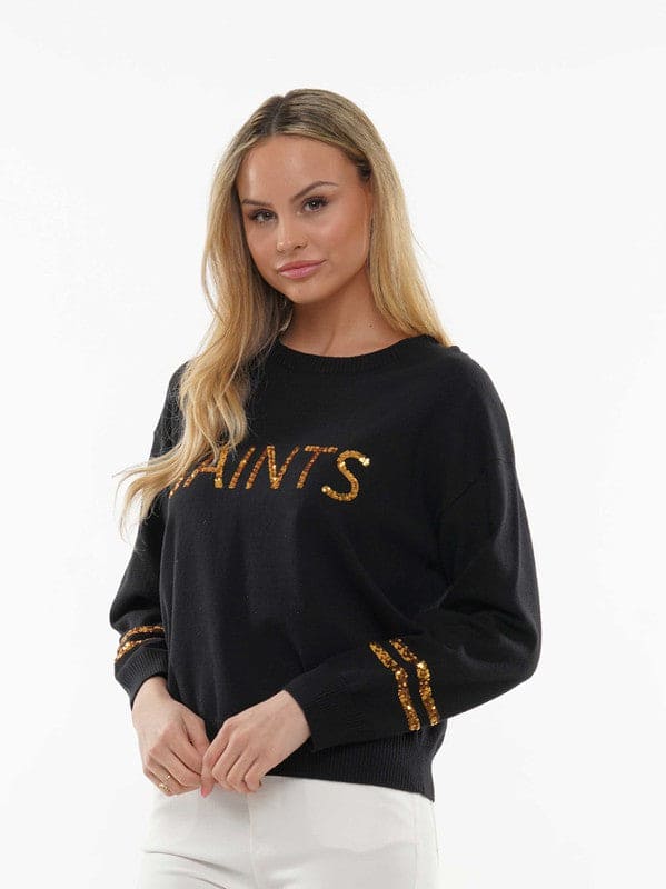 Sequin saints knit Game Day Long Sleeve Top