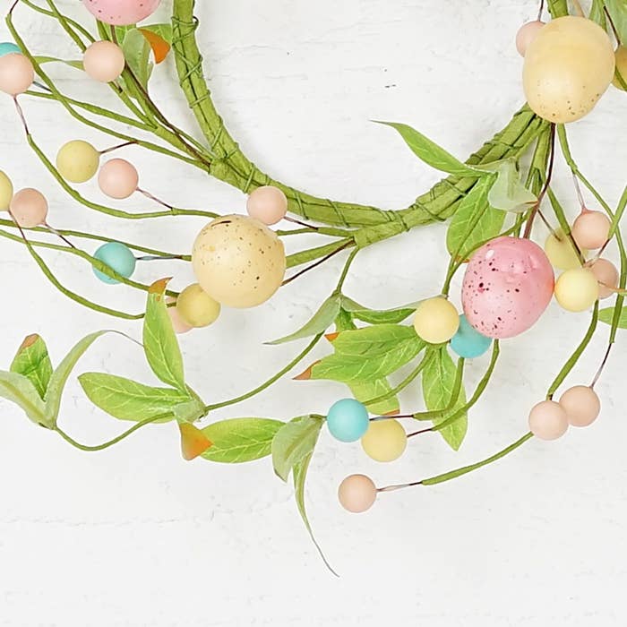 31173- 3.5in Ring-Mix Pastel Eggs with Willow Leaves-