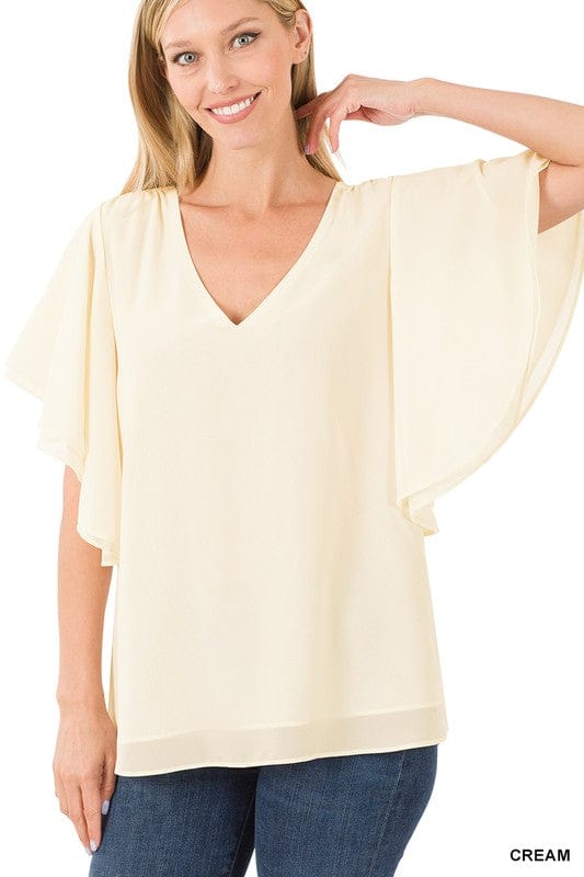 DOUBLE LAYER CHIFFON TOP Geaux Styles