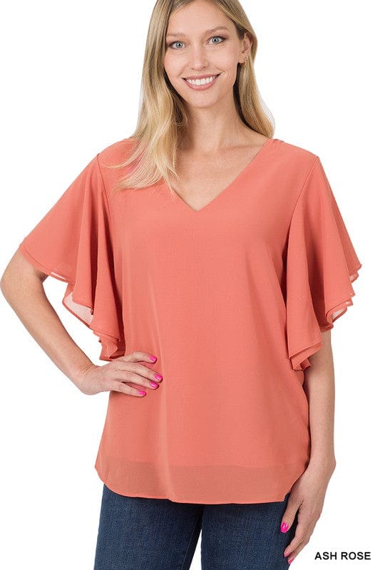 DOUBLE LAYER CHIFFON TOP Geaux Styles