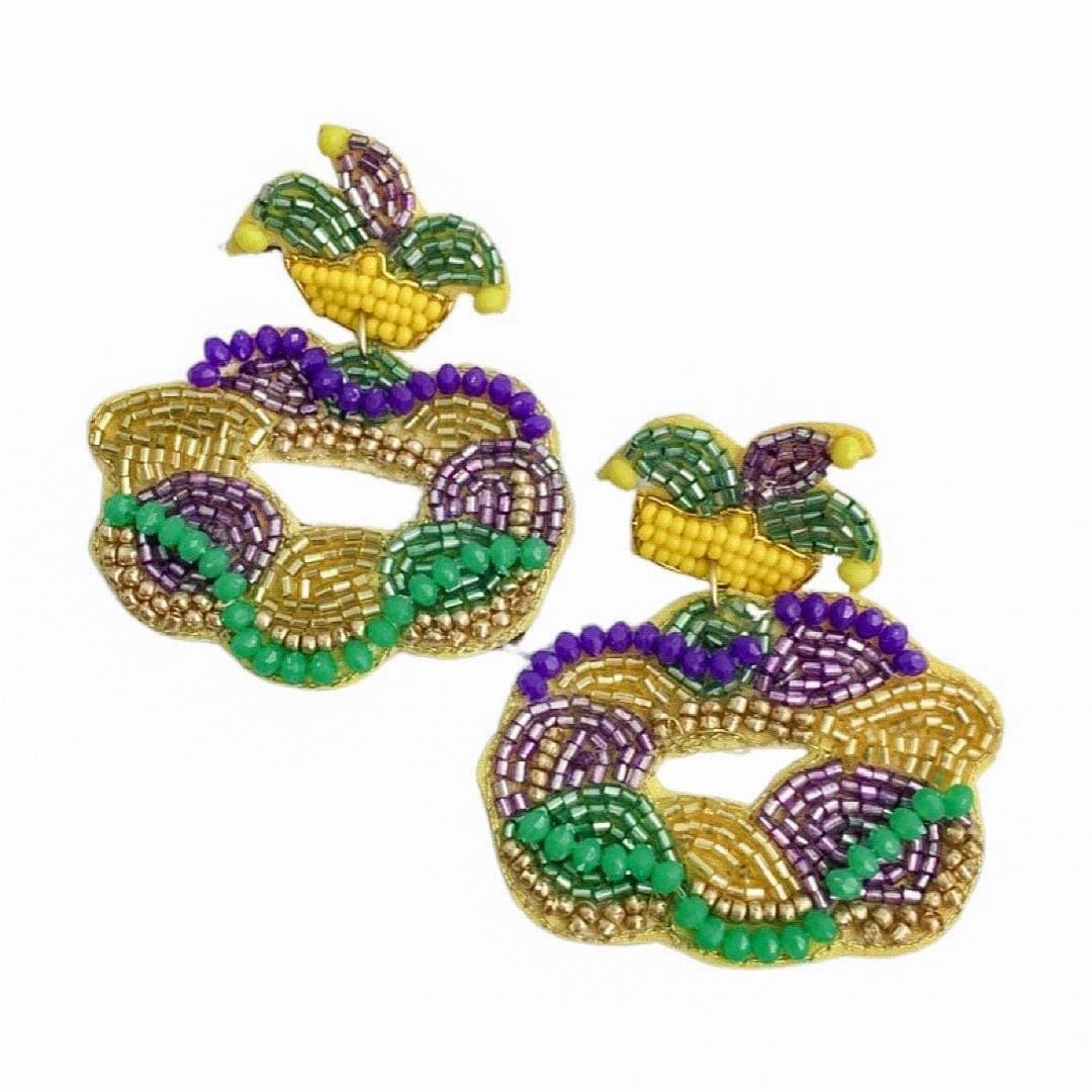 Mardi Gras King cake earrings Geaux Styles