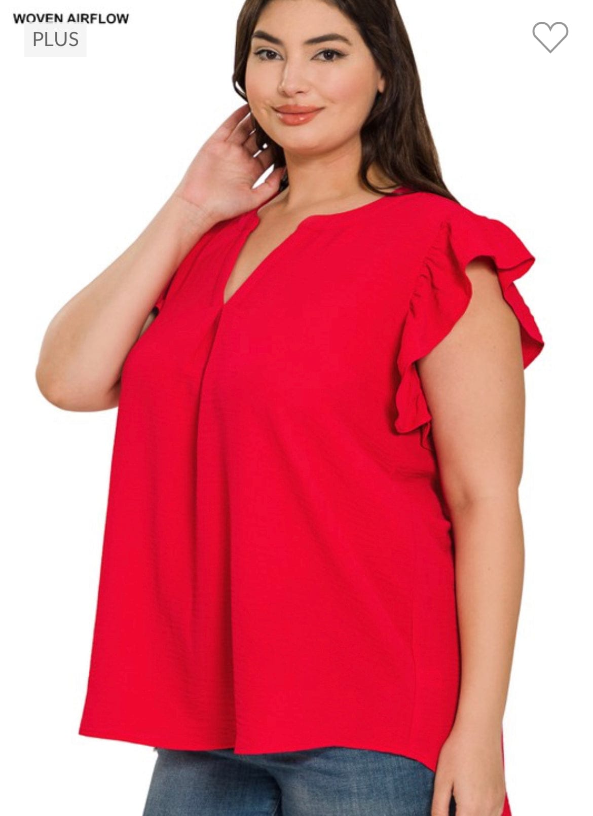 Curvy Woven airflow ruffle sleeves